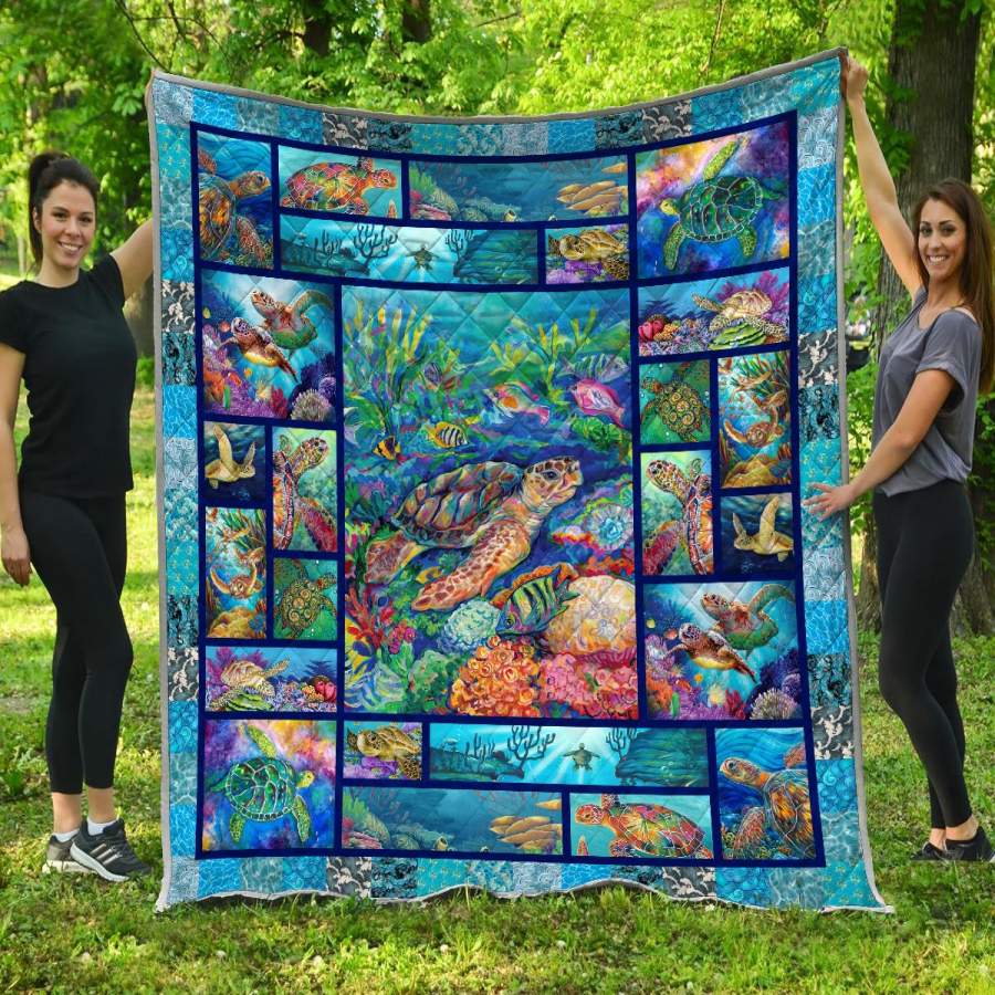 Amazing Great Turtle Ocean Life Quilt