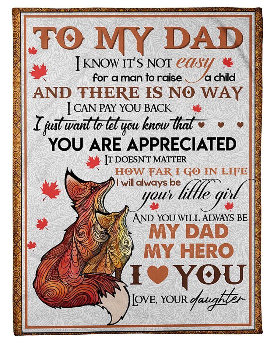 To My Dad Fox From Daughter You Are Appreciated Gift For Birthday Gift For Father’S Day Home Decor Fleece Blanket