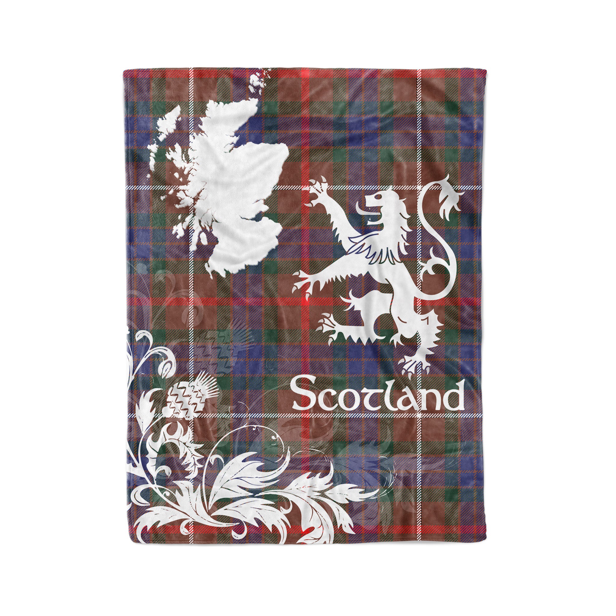 Tartan Plaid Fleece Blanket Tartan Blanket Thistle And Lion Scottish Clan Fraser Hunting Modern Plaid Blanket