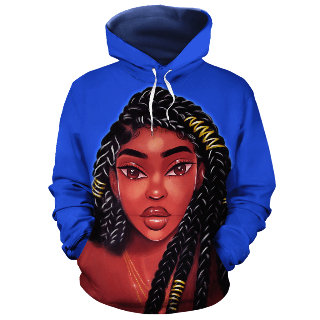 Dreadlock Black Queen Blue Cool 3D Printed Sublimation Hoodie Hooded Sweatshirt Comfy Soft And Warm For Men Women S to 5XL CTC1601439