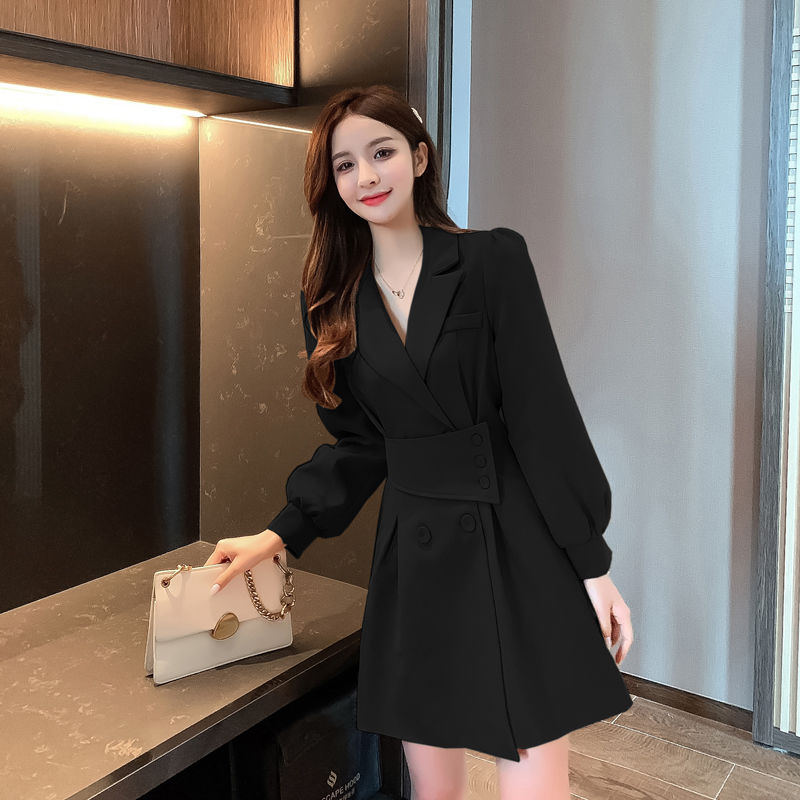 Woman Midi Black Jacket Blazer Dress Loose Korean Fashion Casual Aesthetic Vintage Harajuku Sexy for Women Aesthetic Long Sleeve alx