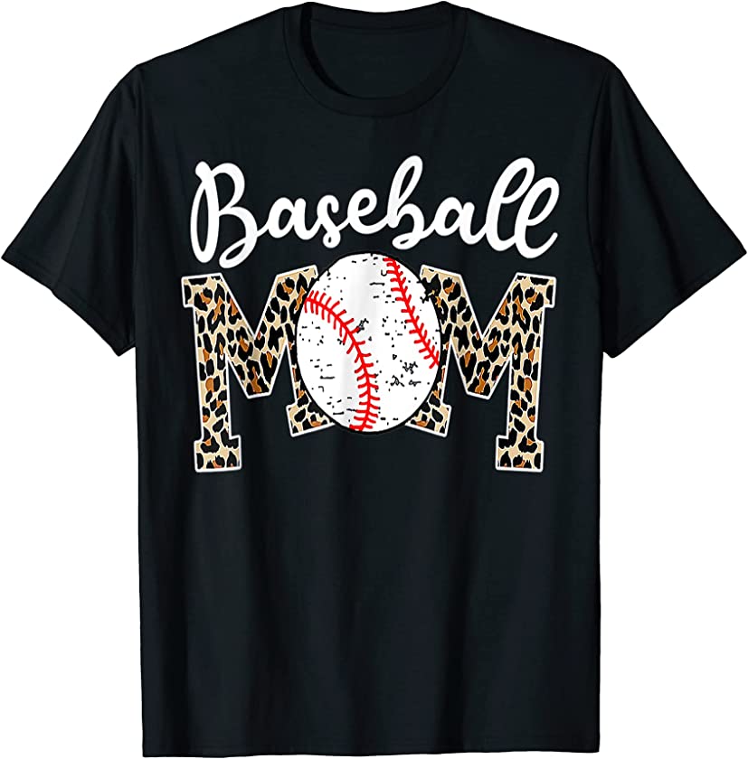 Softball Baseball Mom Leopard Mother’s Day Celebration T-Shirt