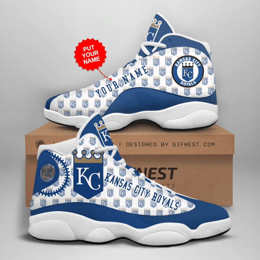 Stylish Kansas City Royals Personalized Air Jordan 13 Printing Shoes Sneaker