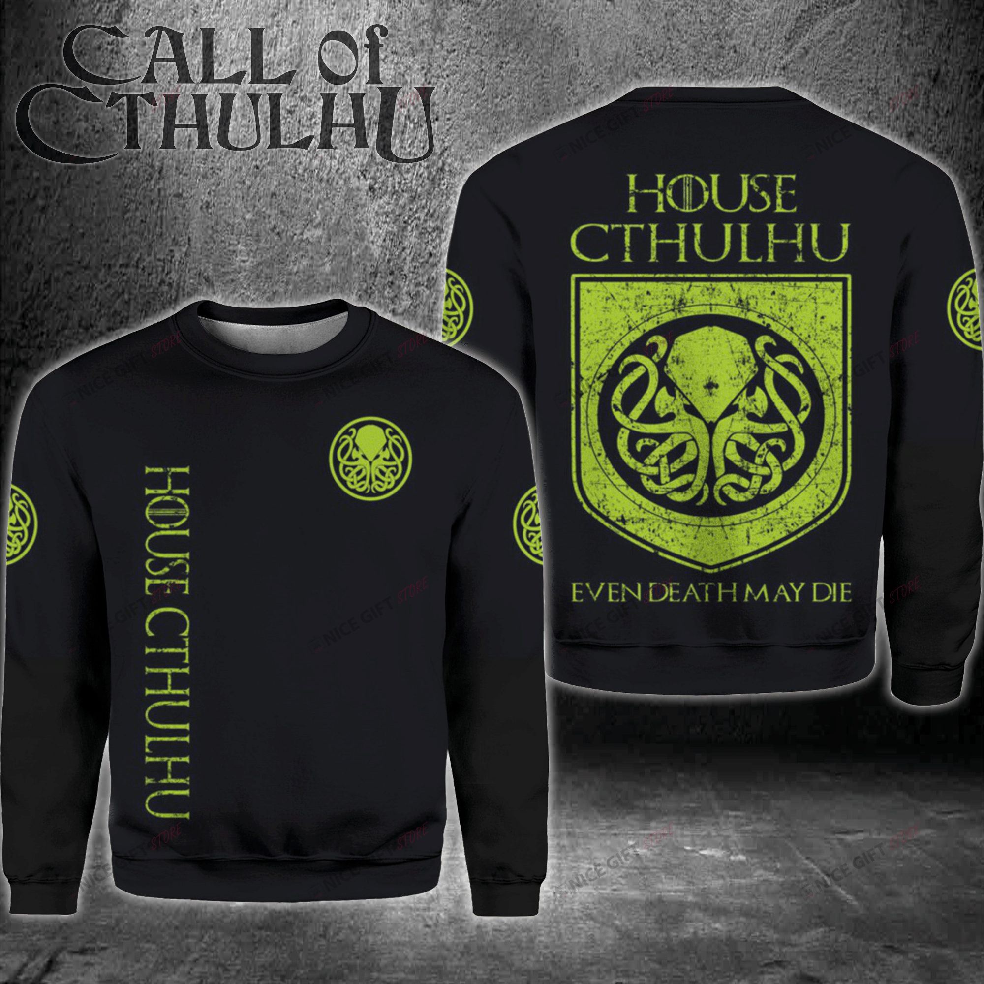 House Cthulhu Even Death May Die Crewneck Sweatshirt 3Cs-O0E1