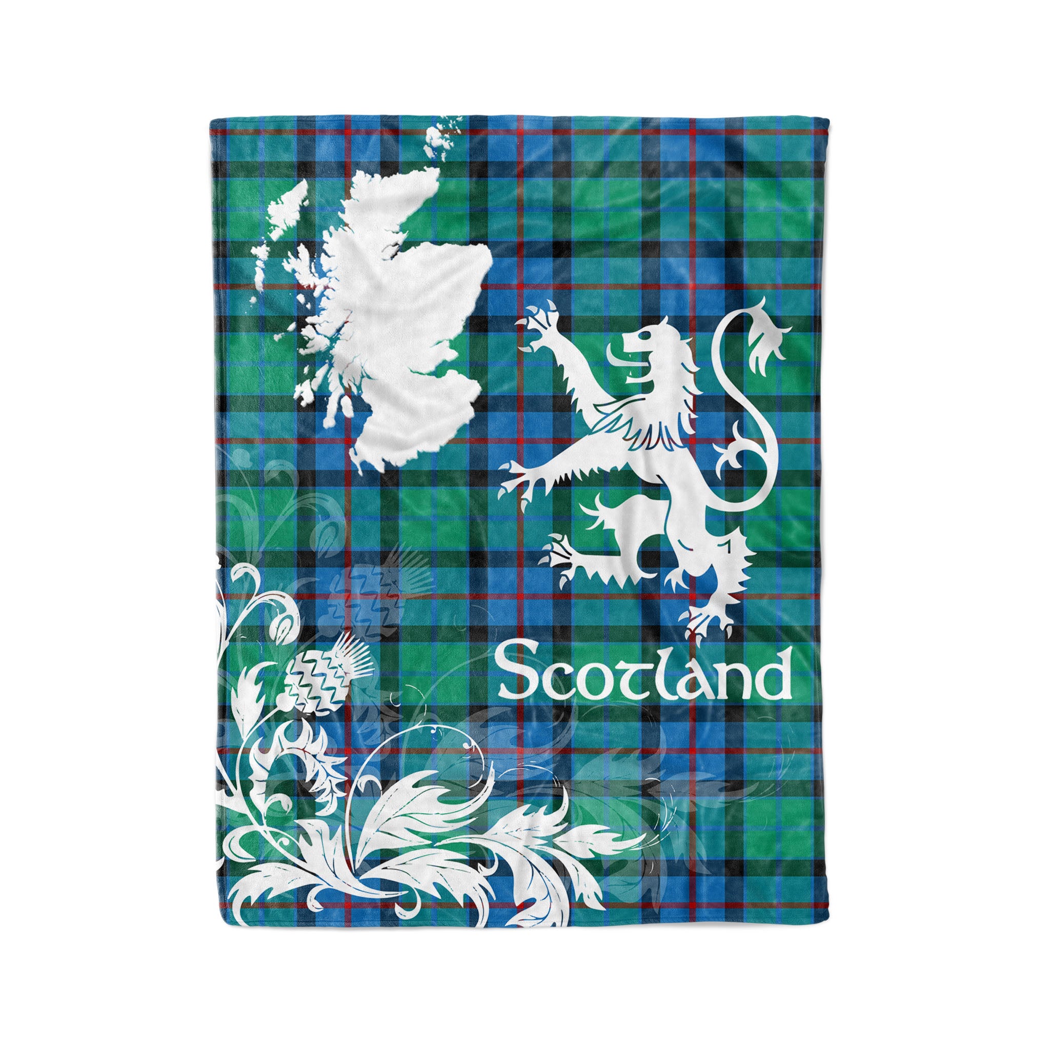 Tartan Plaid Fleece Blanket Tartan Blanket Thistle And Lion Scottish Clan Flower Of Scotland Plaid Blanket