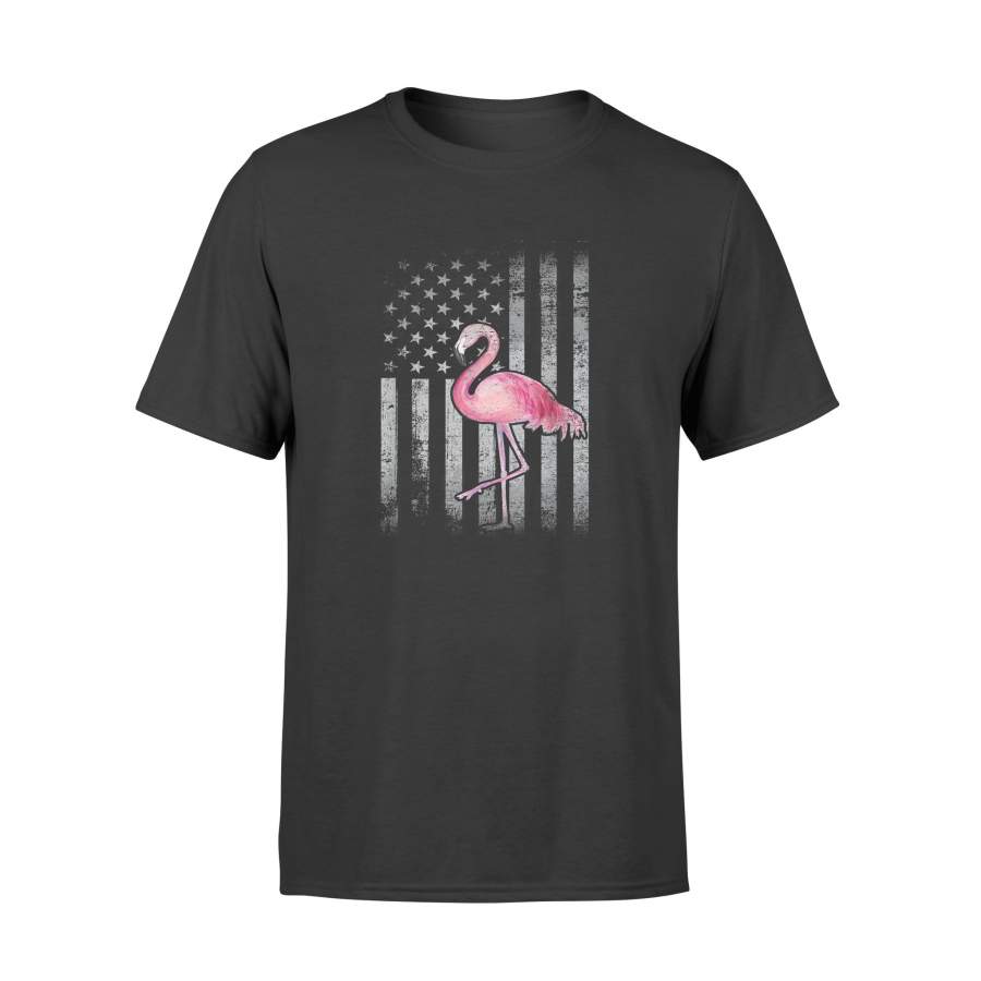 American Flag Pink Flamingo Patriotic 4th of July T-Shirt – Standard T-shirt