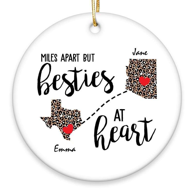 Family – Besties At Heart Leopard Personalized Circle Ornament