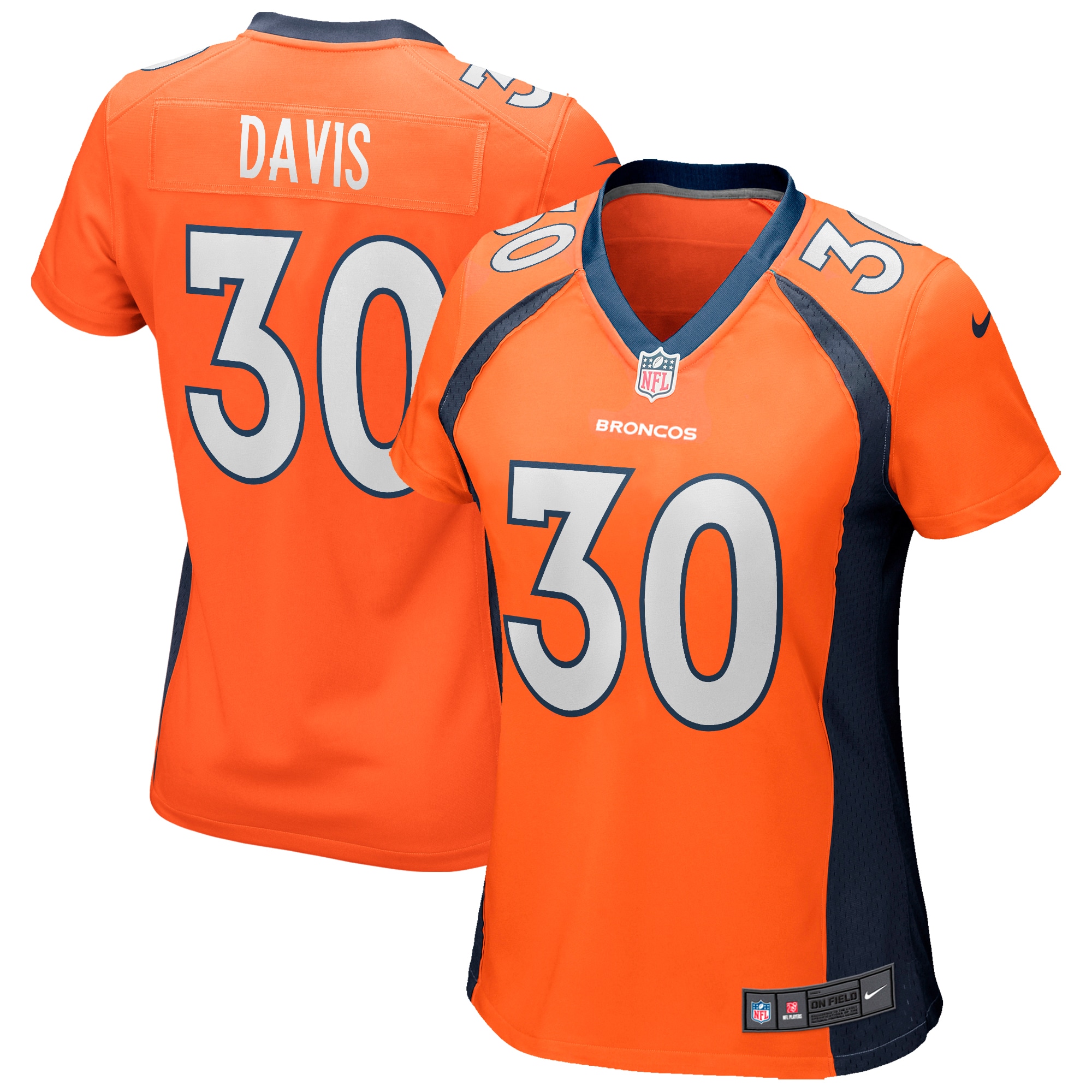 Terrell Davis Denver Broncos Women's Game Retired Player Jersey – Orange