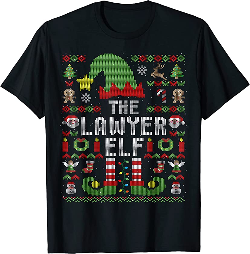 The Lawyer Elf Ugly Christmas Matching Family Group T-Shirt