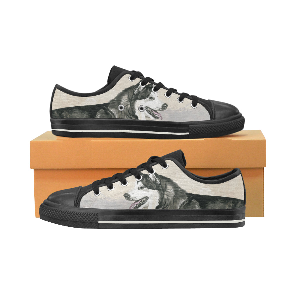 Alaskan Malamute Water Colour Black Women’s Classic Canvas Shoes