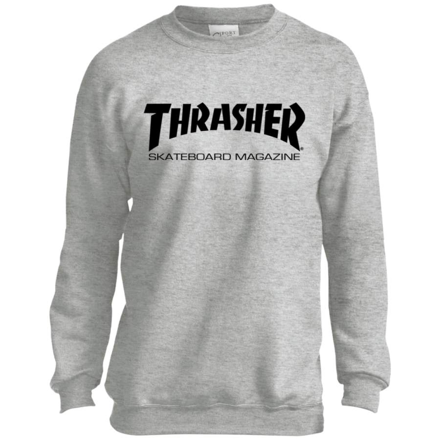 Thrasher Magazine Skateboarding black original logo Youth Crewneck Sweatshirt