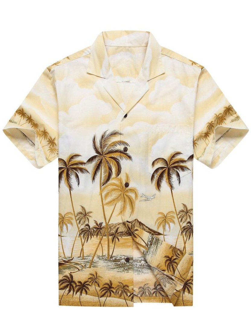 Hawaii Shirt Holiday Pattern Coconut Print Cotton Blend Short Sleeve For Couples Ha91533