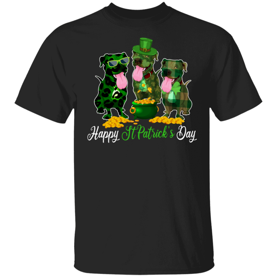 St Patrick’S Day Dog Shirt Happy St Patrick’S Day Funny St Patrick’S Day Pitbull Dog Green Leopard Plaid Gifts T-Shirt