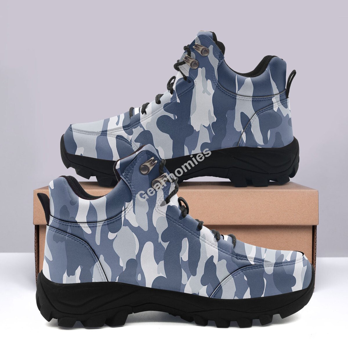 Urban Blue Camo Hiking Shoes