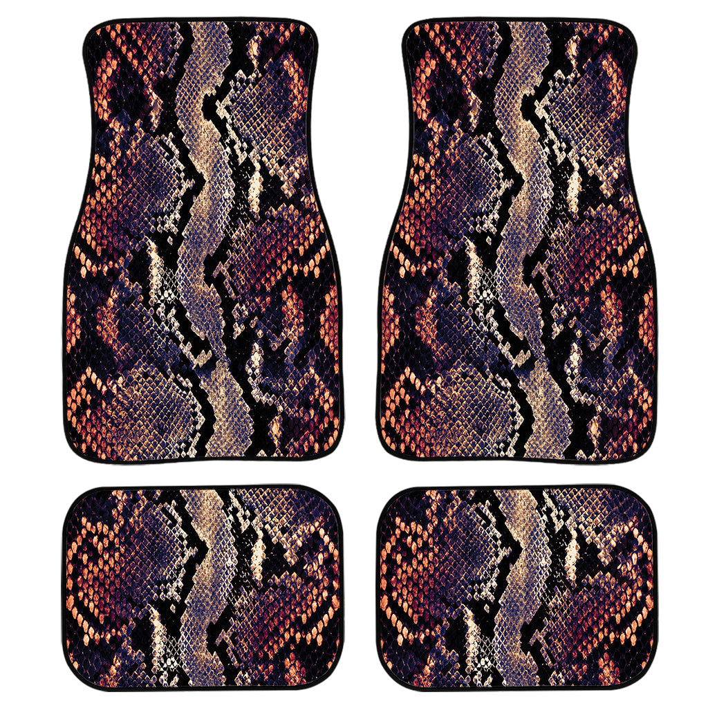 Blue And Red Snakeskin Print Front And Back Car Floor Mats, Front Car Mat