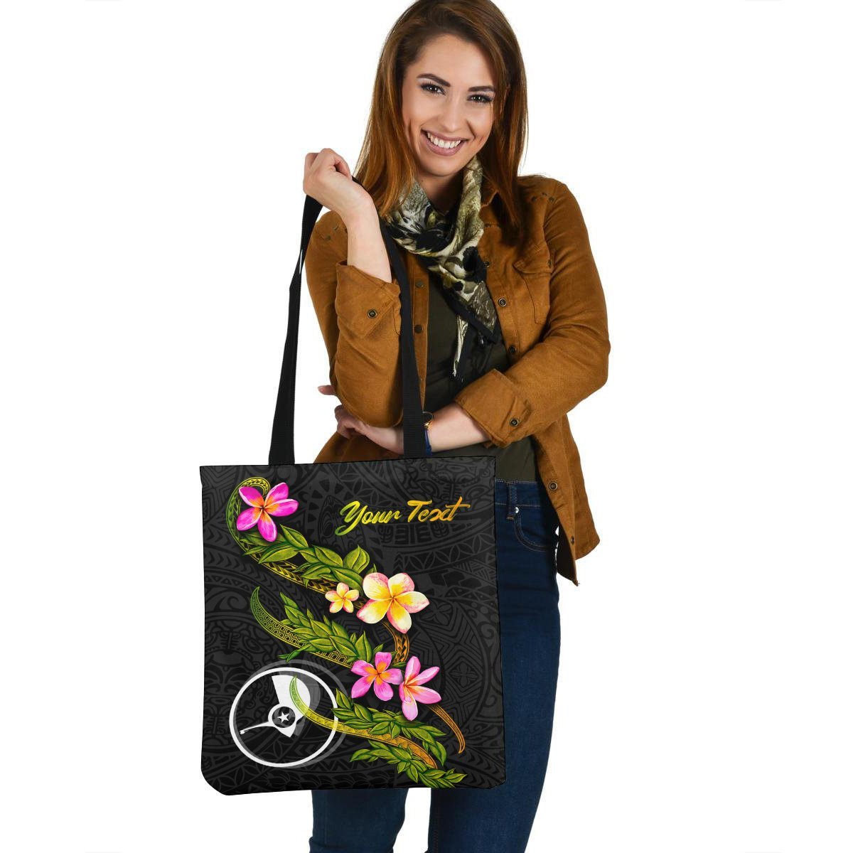 Yap Polynesian Custom Personalised Tote Bag – Plumeria Tribal – BN12