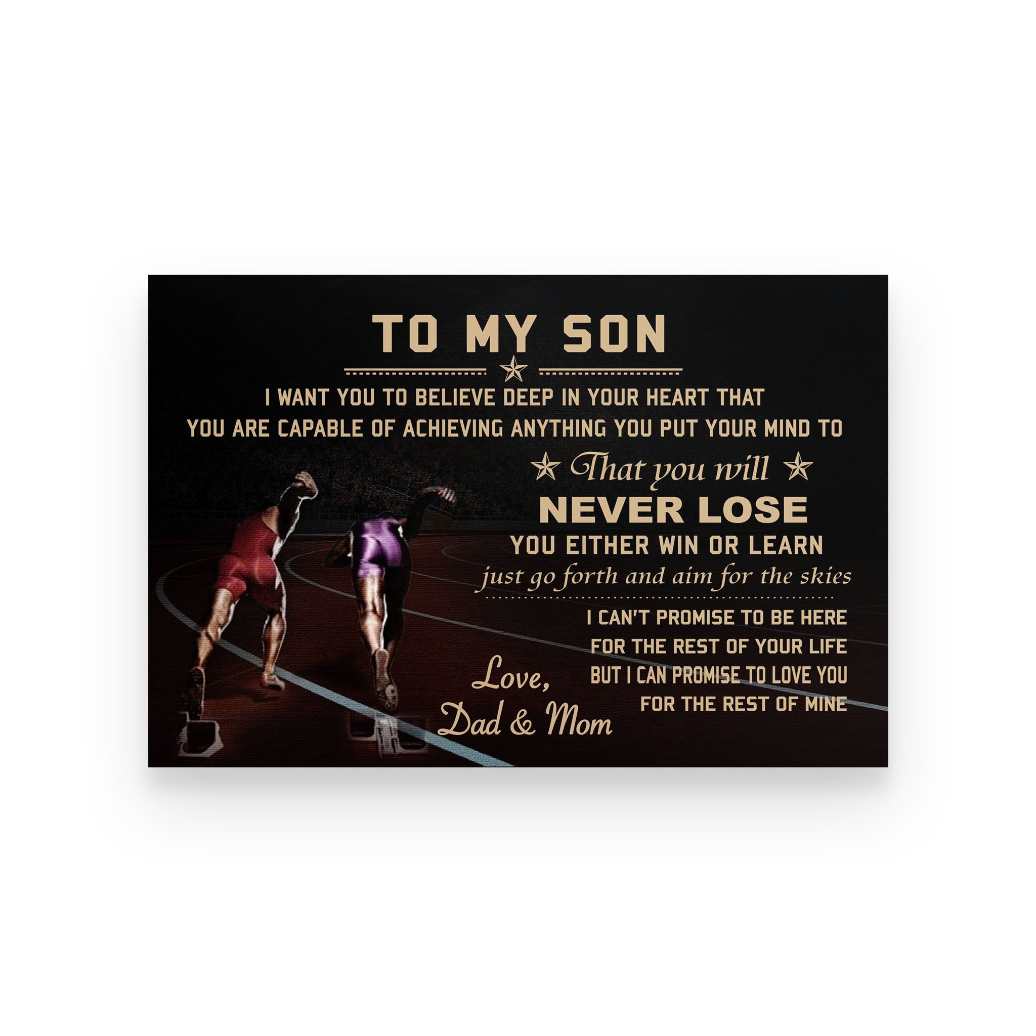 Athletics poster mom to son I want you to believe deep in your heart vs