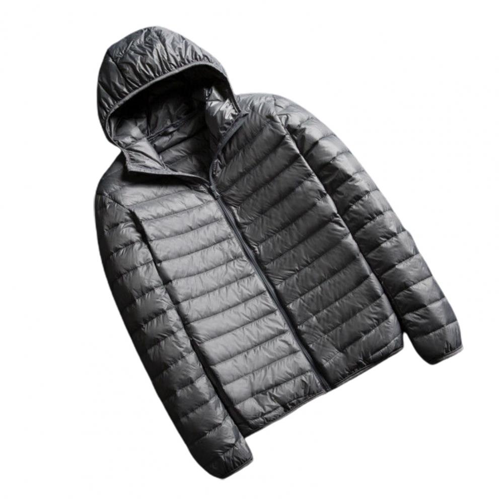 Winter Jacket Men Light Down Coat Solid Padded Hooded Zipper Cardigan Hooded Short Large Ultra-thin Lightweight Youth Slim Coat alx