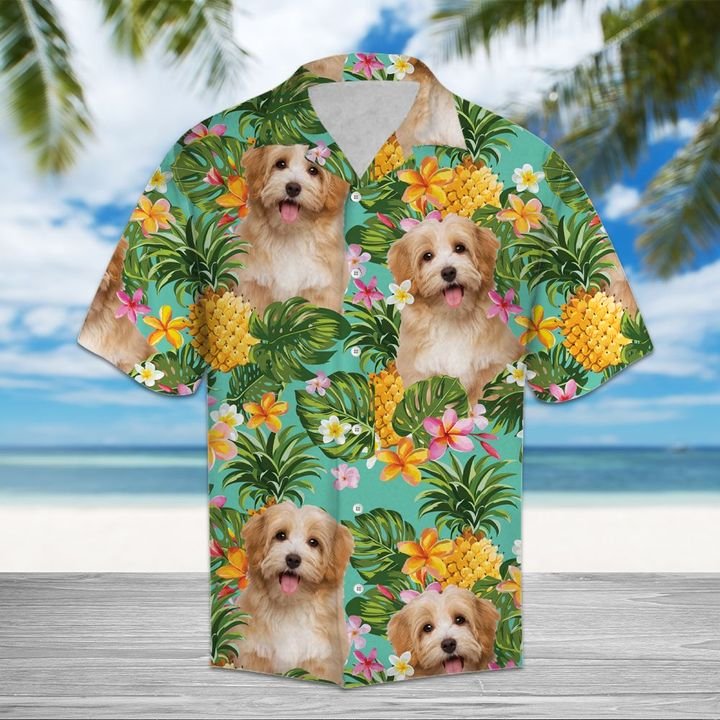 Tropical Pineapple Havanese Hawaiian Shirt Summer Button Up For Men, Women, Couple