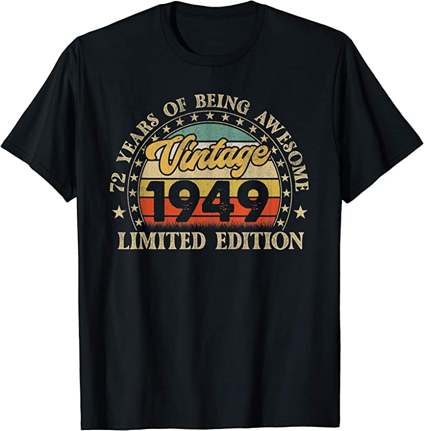 Vintage Made In 1949 Retro 72nd Birthday Party 72 Year Old T-Shirt