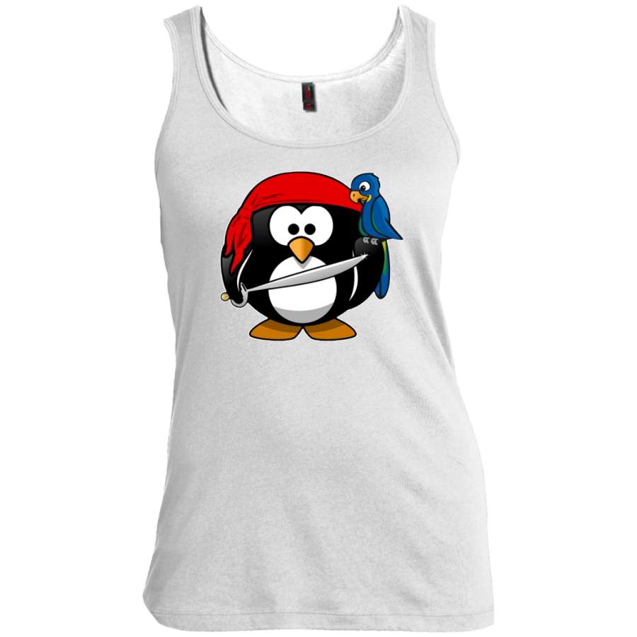 Funny Shirt with Pirate Penguin Animal Comic Cartoon Style Women’s Tank Top