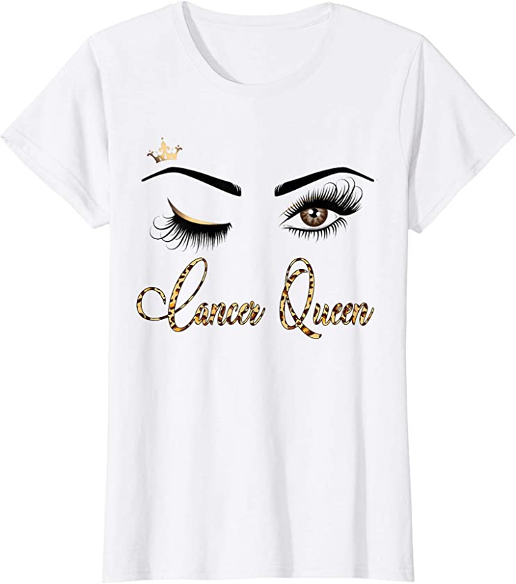 Womens Cancer Zodiac Birthday Leopard Print Gift For Girls Women T-Shirt