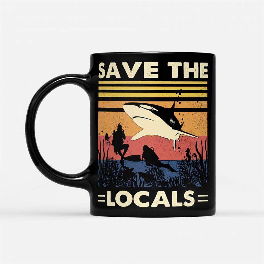 Shark Save The Locals Vintage – Black Mug