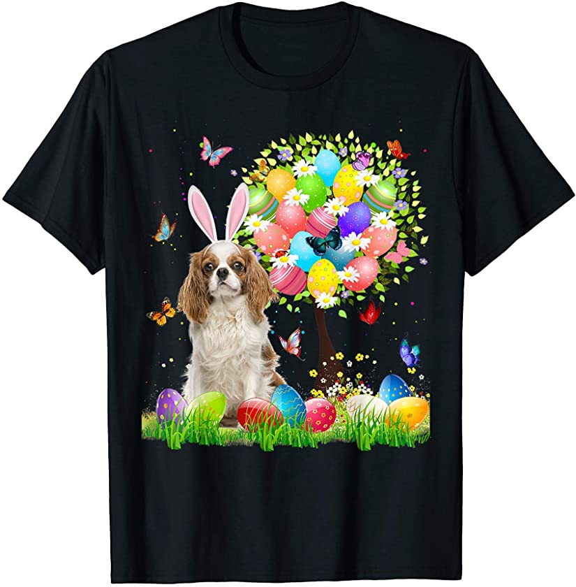 Bunny Cavalier King Charles Spaniel Easter Eggs Tree Easter T-Shirt