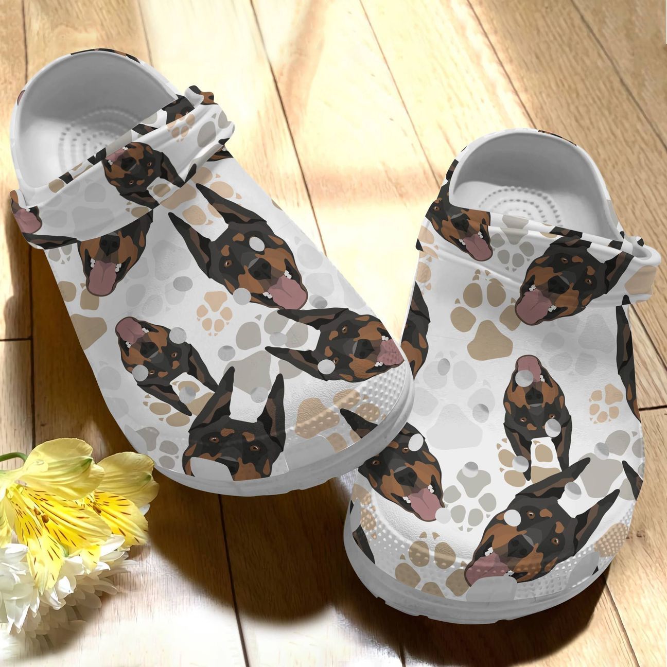 Dog Personalize Clog, Custom Name, Text, Fashion Style For Women, Men, Kid, Print 3D Doberman V2