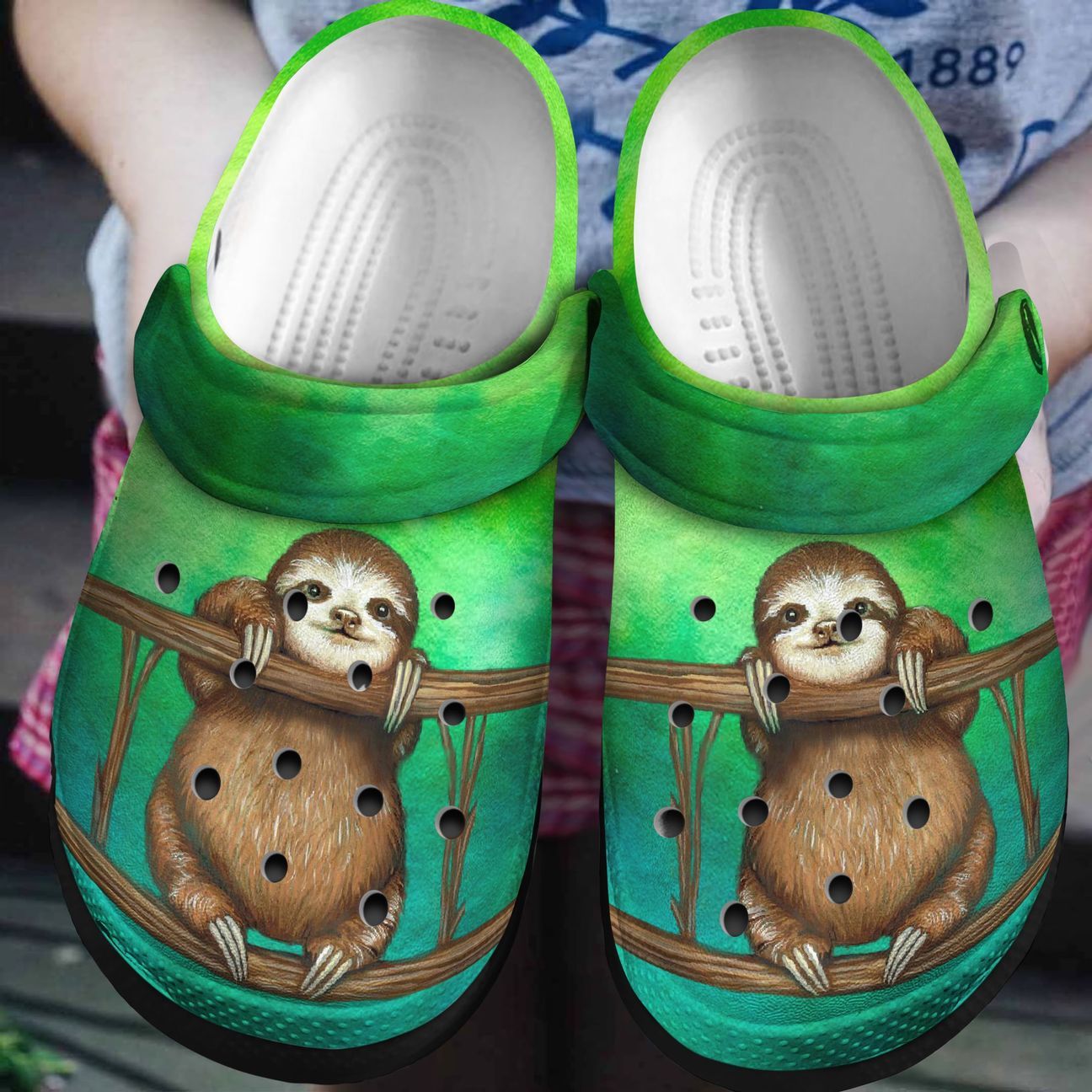 Sloth Personalized Clog, Custom Name, Text, Color, Number Fashion Style For Women, Men, Kid, Print 3D The Smiling Sloth