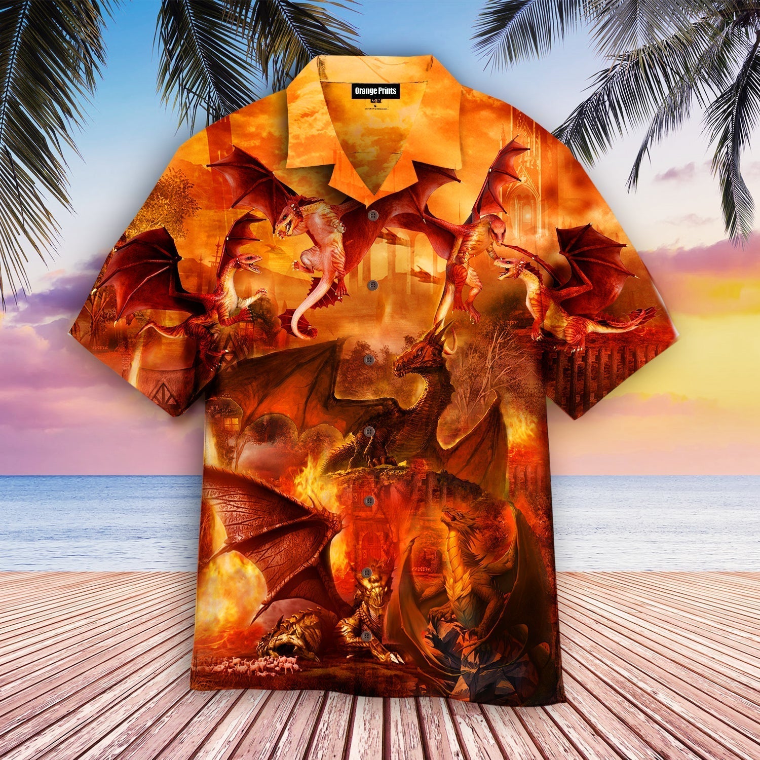 Orange Fire Dragon Love Life Aloha Hawaii Shirts For Men Women Ha9653