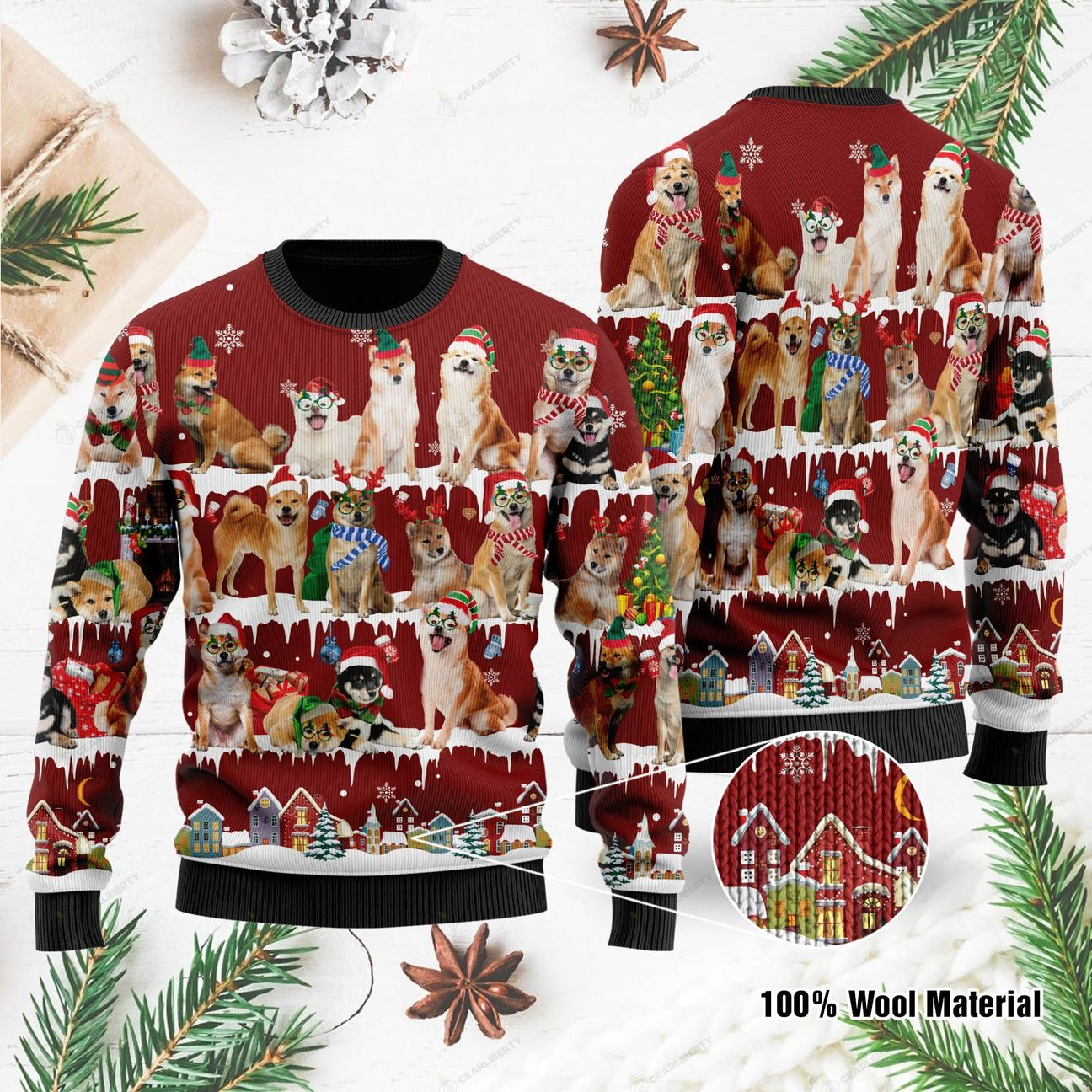 Shiba Inu Christmas Ugly Sweater | Unisex | Full Size | Adult | Colorful | US1079