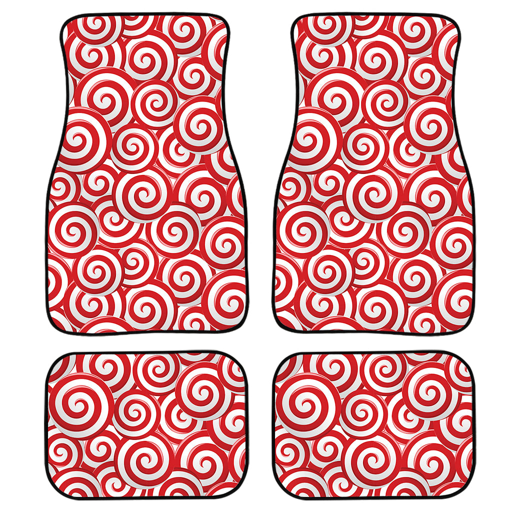 Red Lollipop Candy Pattern Print Front And Back Car Floor Mats