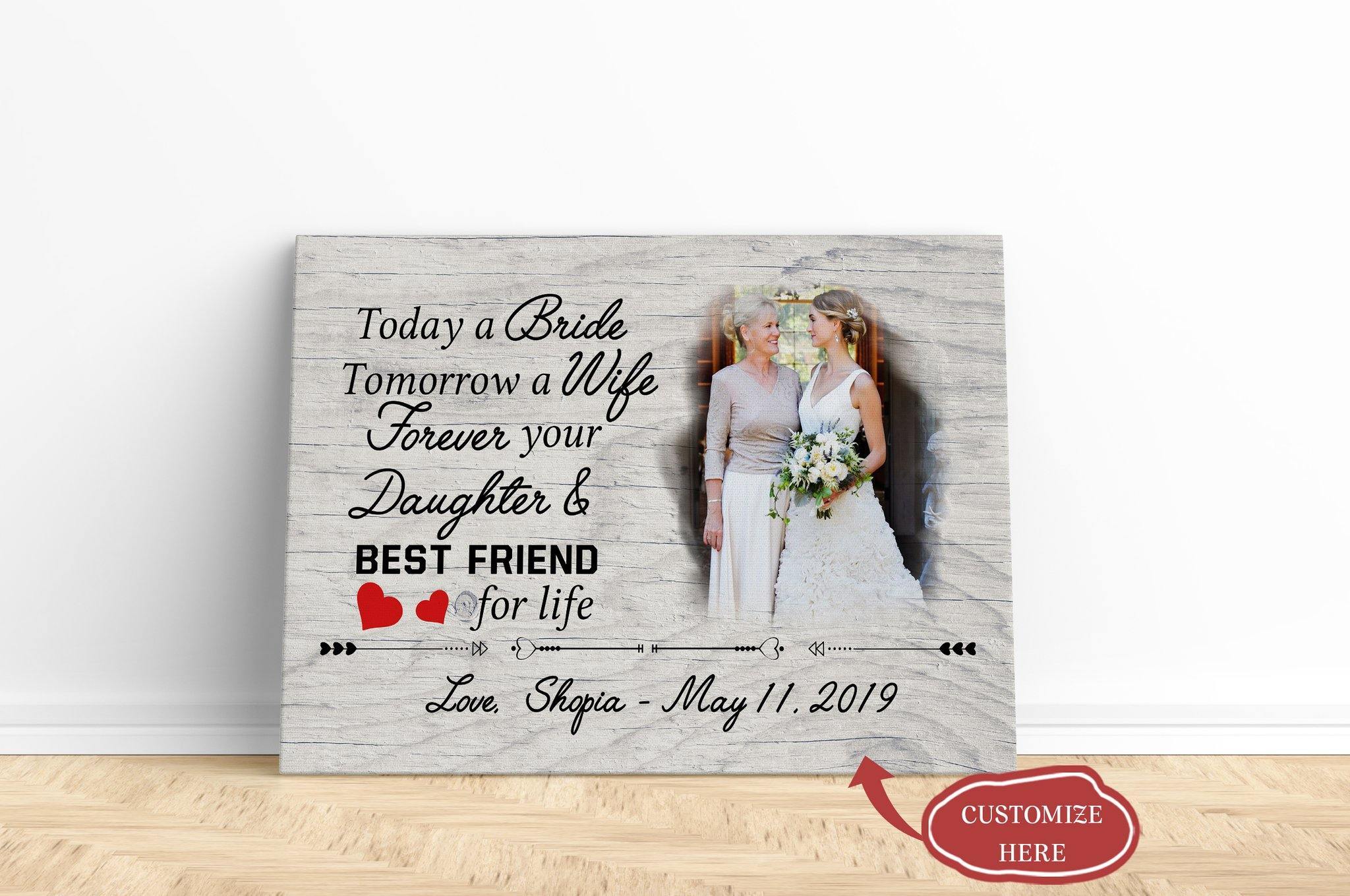 [Personalized Name, Date & Photo] Today A Bride Tomorrow A Wife Gift For Wife Gift For Family Home Decor Wall Art Canvas Memorial Home Decor