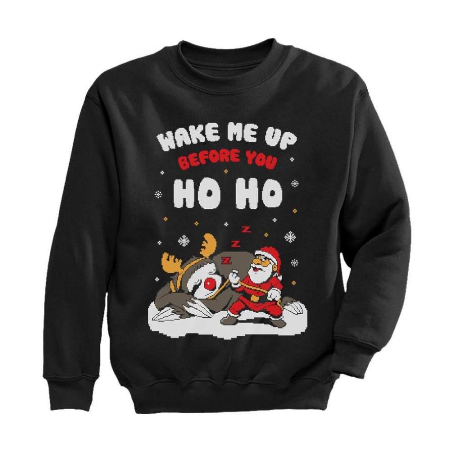 Wake Me Up Before You HO HO Santa Sloth Ugly Christmas Toddler/Kids Sweatshirt