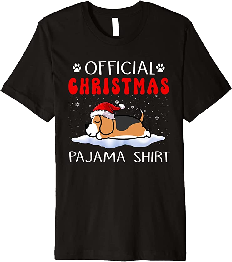 Beagle Dog Official Christmas Pajama Puppy Funny Xmas Premium T-Shirt