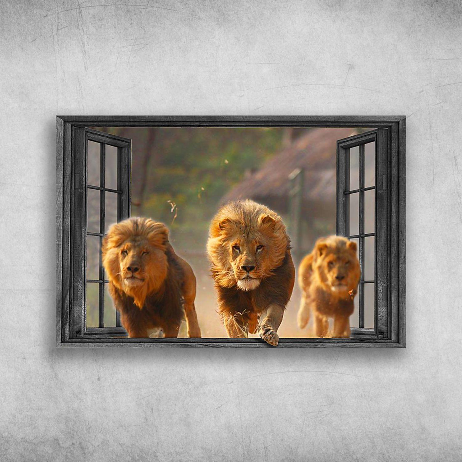 The Lions Outside The Window Poster Print Wall Art Canvas Wall Decor