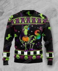 Unicorn Pumpkin Halloween Ugly Christmas Sweater, All Over Print Sweatshirt