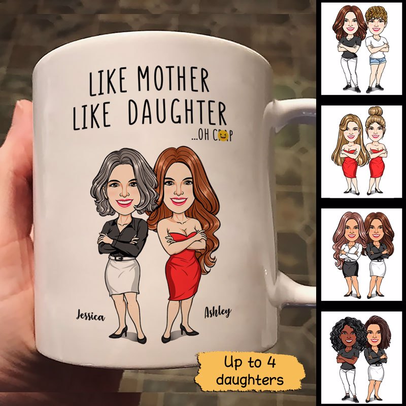 Like Mother Like Daughter Cartoon Caricature Personalized Mug