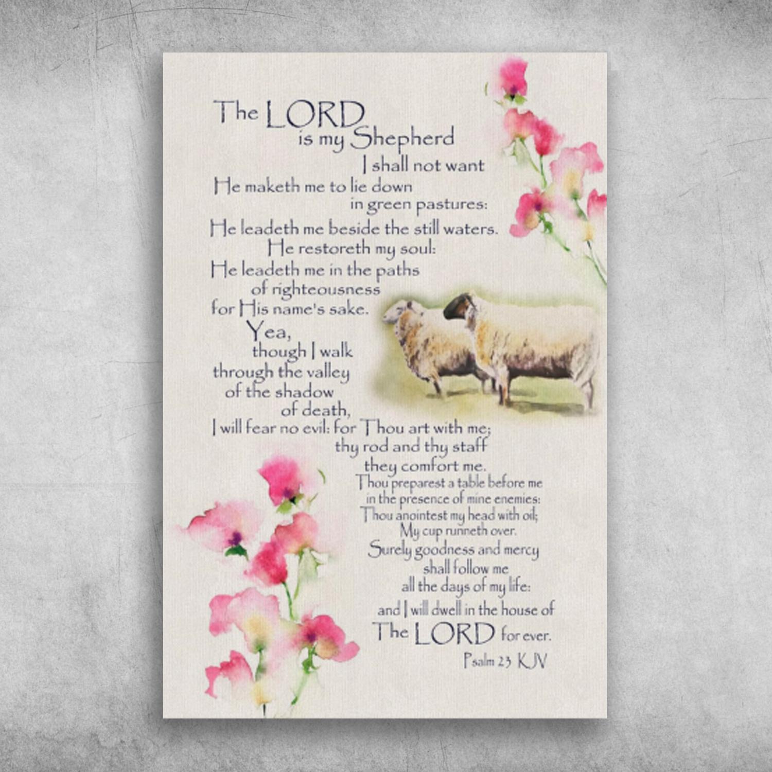 Watercolor Flower Swedish White Sheep The Lord Forever Poster Print Wall Art Canvas Wall Decor