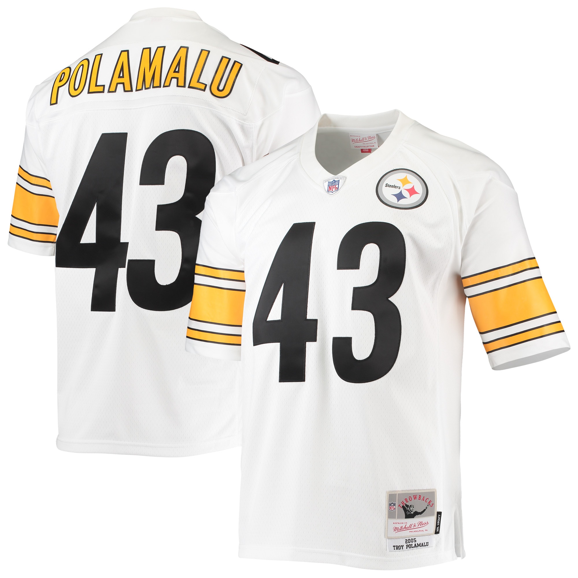 Men’s Pittsburgh Steelers Troy Polamalu Mitchell & Ness White Legacy Jersey