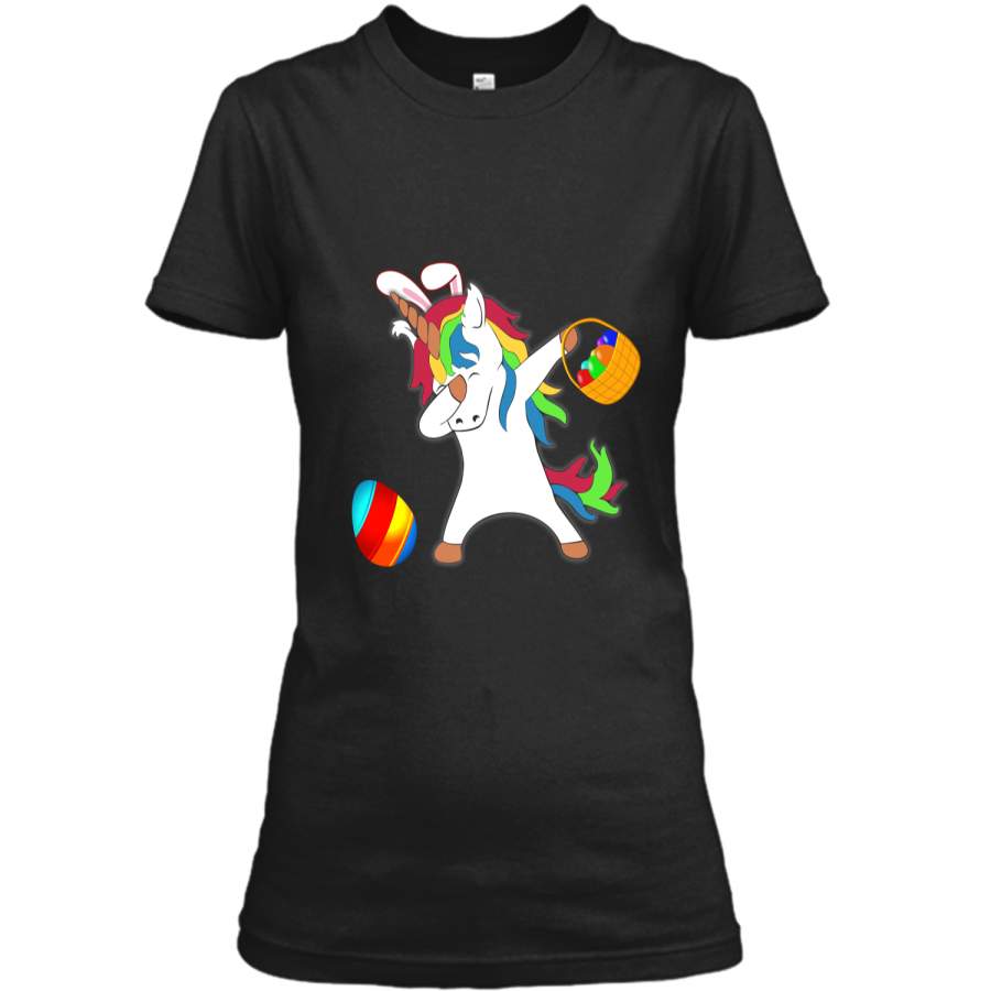 Easter Bunny Dabbing Unicorn Tshirt Easter Egg Basket Tee Ladies Custom