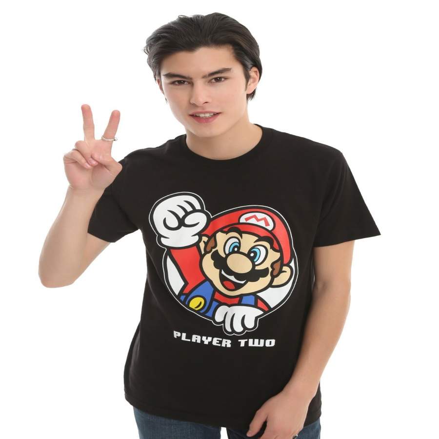 Fashion Men’s Summer T-shirt Printed Super Mario Player Two T-shirt Men Casual Cotton T-shirt