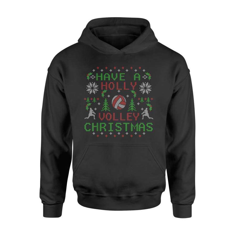 Holly Volleyball Ugly Christmas Sweater Volleyball T-shirt – Standard Hoodie