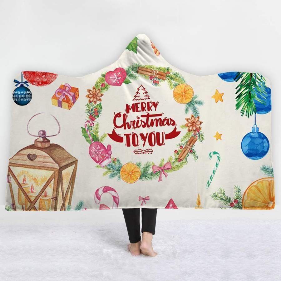 X-Mas Circle Wreath Hooded Blanket Christmas Decoration Ideas Christmas Gift Ideas