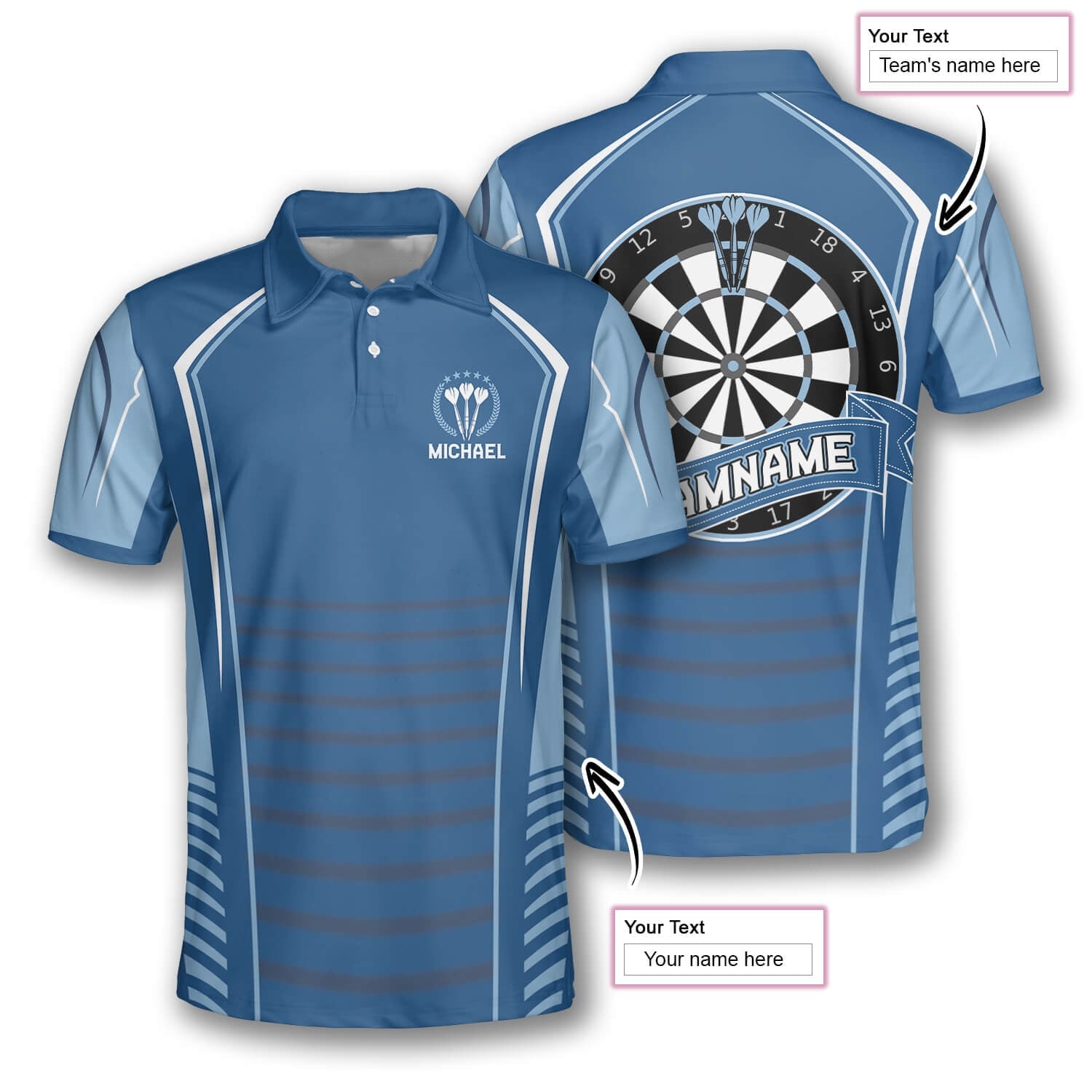 3D All Over Print Blue Dart Polo Shirt, Uniform Shirt For Dart Team, Idea Gift For Dart Player