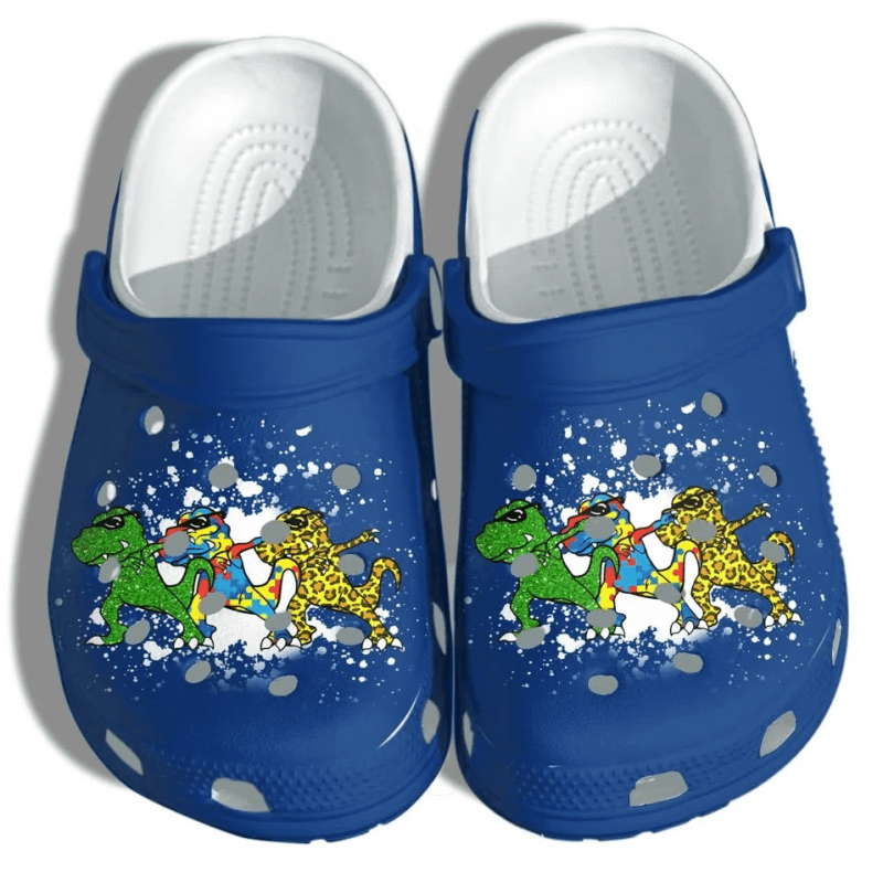 T-Rex Dinosaurs Autism Kids Awareness Puzzle Cute Gift For Lover Rubber clog Shoes Comfy Footwear