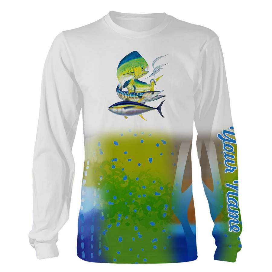 Tuna Wahoo Mahi-Mahi Customize Name All Over Print Long Sleeves Shirts Personalized Gift Tats71