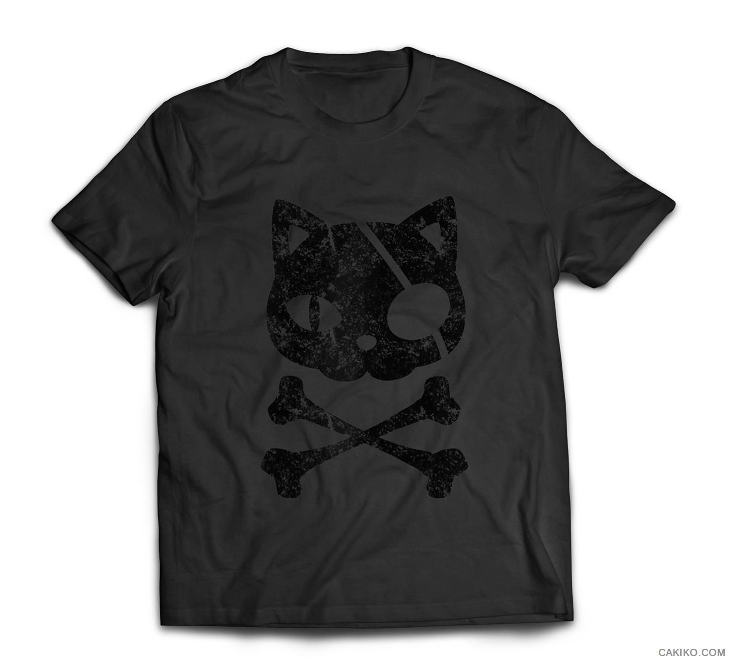 Vintage Pirate Cat Kitten Halloween Skull Cross Bones Baseball T-Shirt