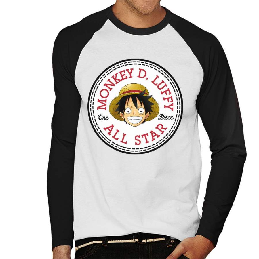 Monkey D Luffy One Piece Converse All Star Men’s Baseball Long Sleeved T-Shirt